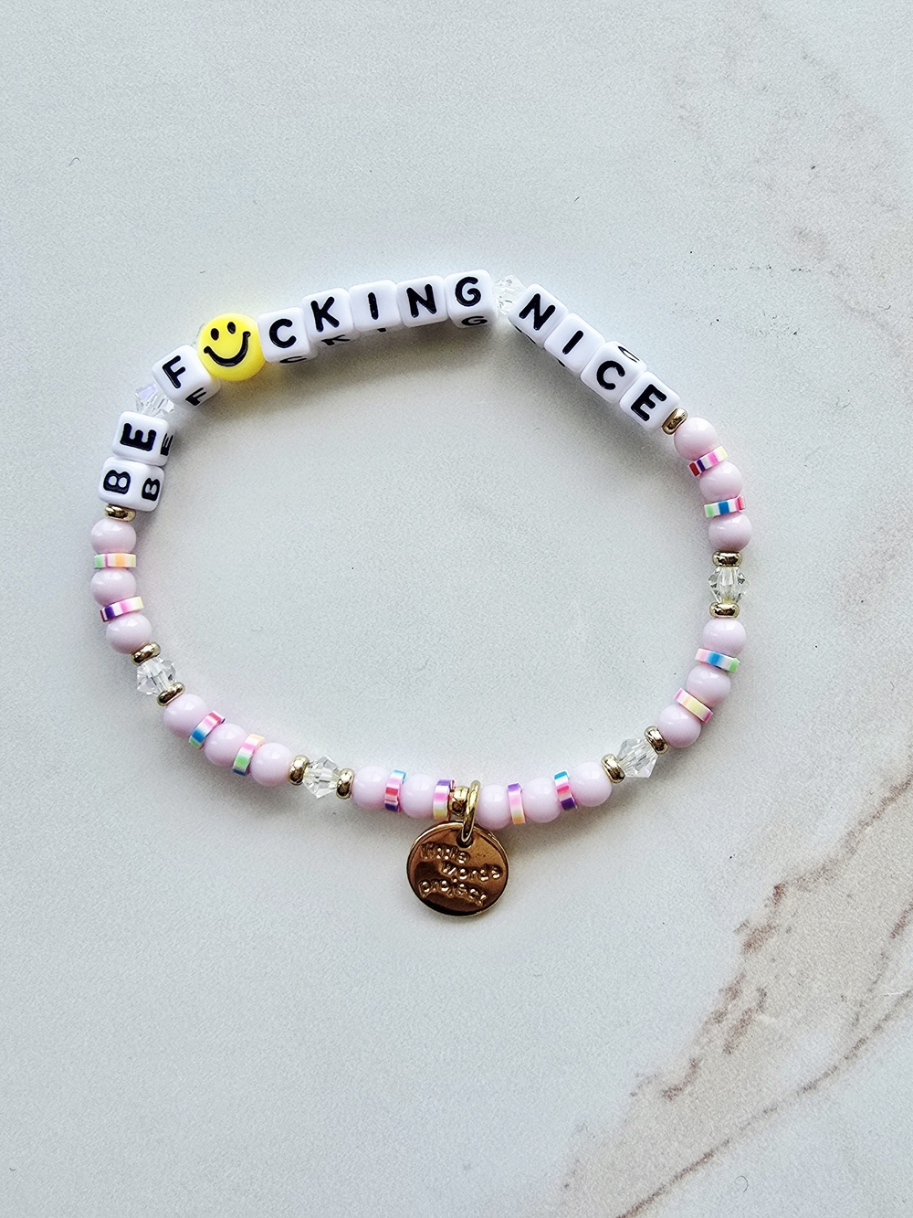 Little Words Project Be Nice Bracelet Pink